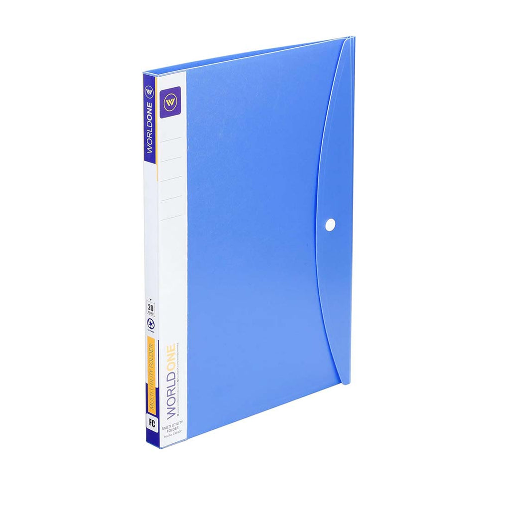 Worldone Multi-Utility Document Folder | 40 Top-Loading Sleeves | Snap Button Closure | Durable 0.75mm Virgin PP Sheet | Ideal for Office, School & College