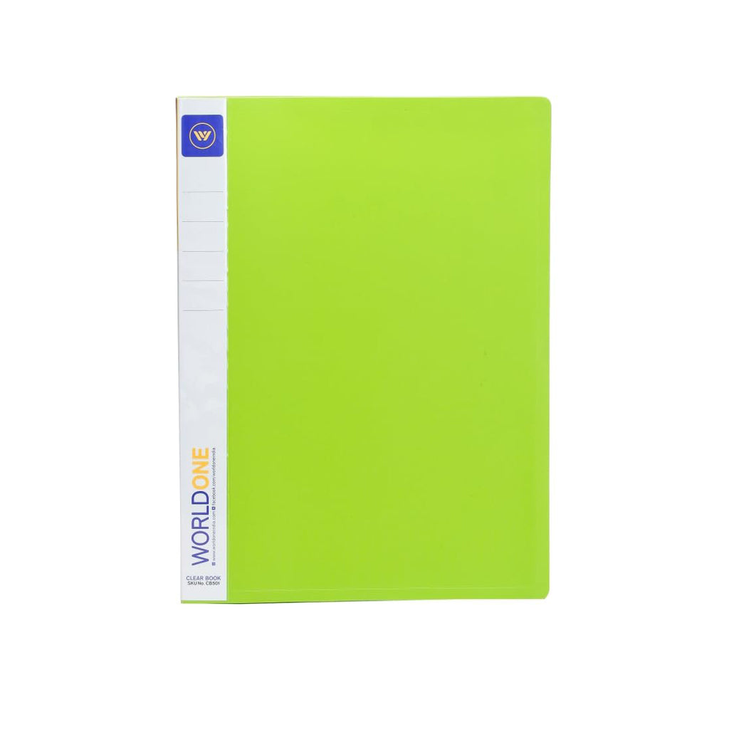 Worldone Clear Book Folder | 20 Top-Loading Plastic Sleeves for Secure Document Storage | Smart and Economical Organizer for Home, Office and Personal Use