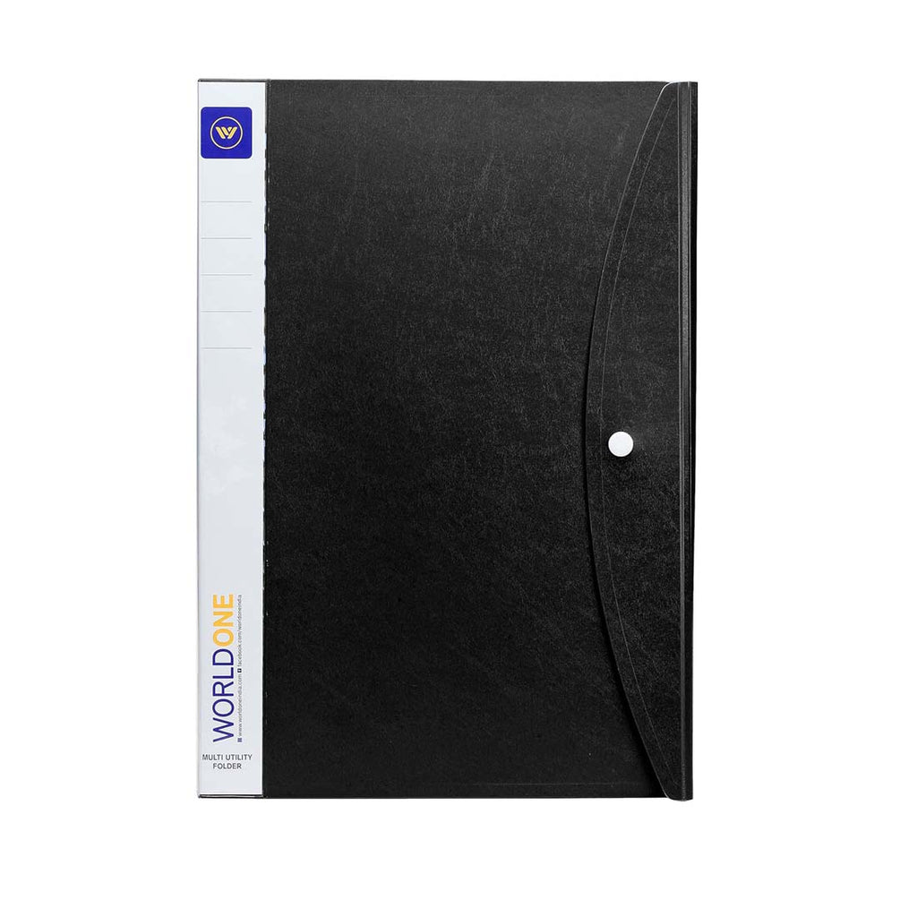 Worldone Multi-Utility Document Folder | 20 Top-Loading Sleeves, Snap Button Closure, Durable 0.75mm Virgin PP Sheet | Ideal for Office, School & College Organization