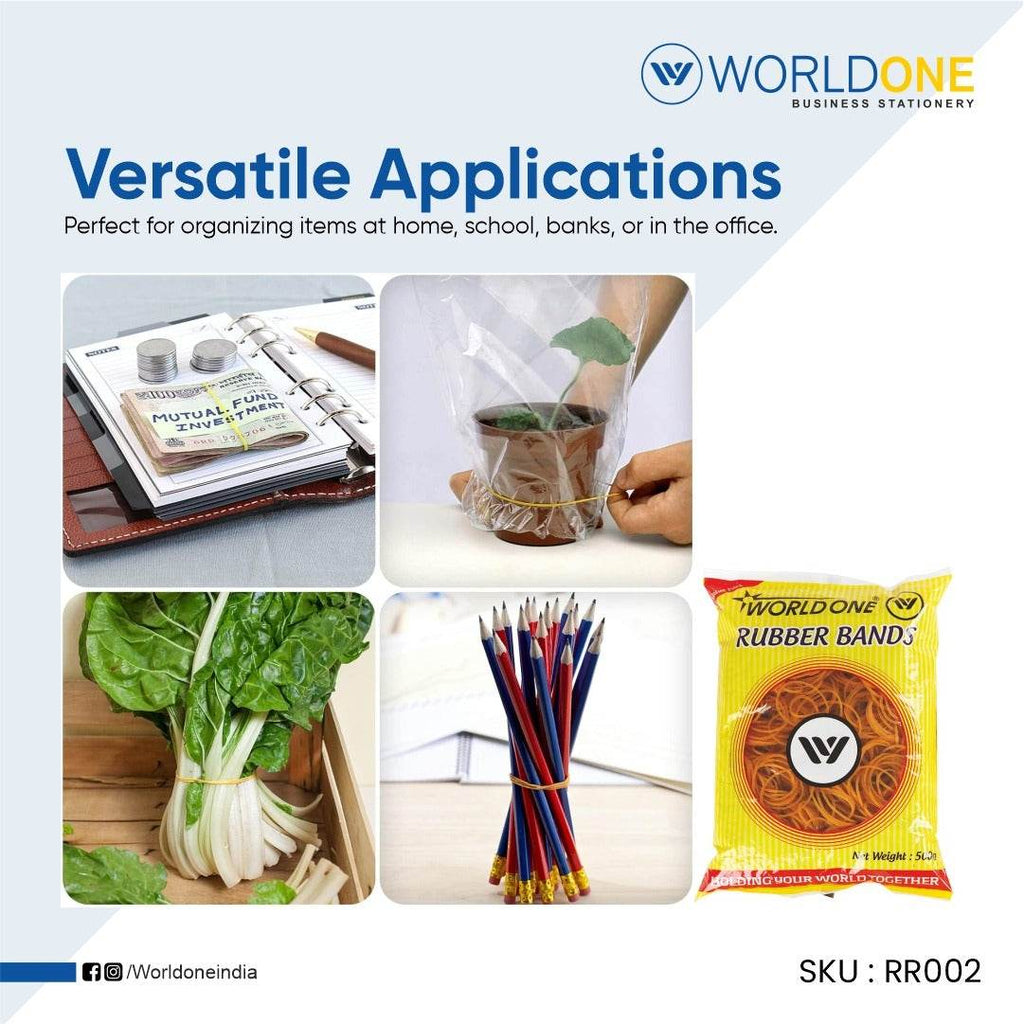 Worldone Natural Rubber Band, High Tensile Strength, Strong