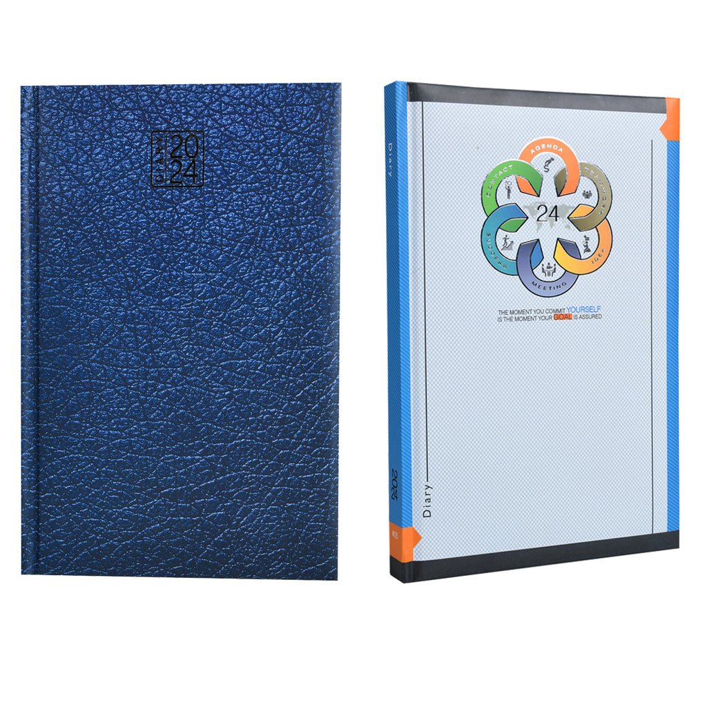 Worldone premium Pu finish Cardboard Bound Cover Horizontal Ruled Journal New Year Dairy 2024 with 320 pages of 60 gsm Paper, used for writing quick notes in offices, conferences, appointments, Used as a Planner and Organiser, Color Assorted, Size Nescafe