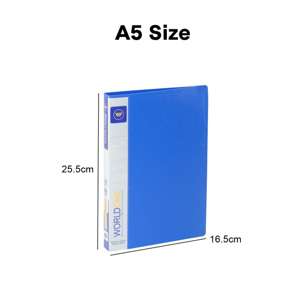 Worldone A5 Size Display Book File Folder (Small Size) with 20 Pockets | Ideal for Small Documents | Not for Certificates (Pack of 3)