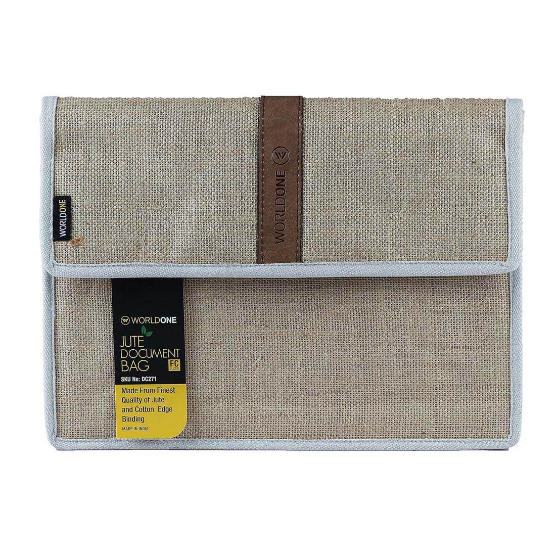 Worldone Eco Friendly Handcrafted Spacious, firm Jute Document Bag wit ...
