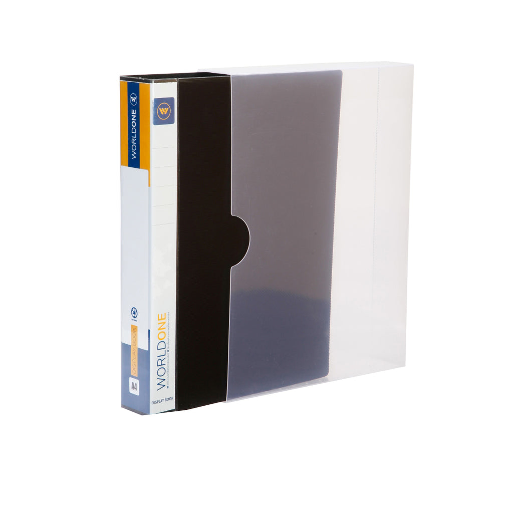 ‎Worldone Presentation Display Book File for Documents | 1.5mm Thick PP Board | Ultra Clear 100 Pockets with Case | Project Folder for School and Offices