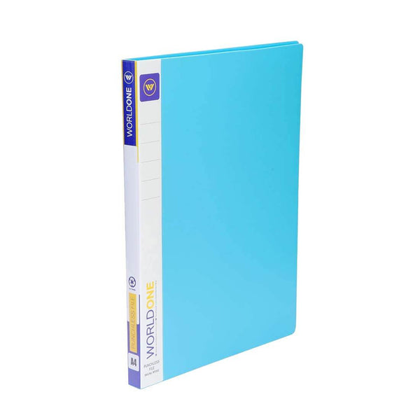 Worldone Punch Less Document File with Back Spine Label for Easy Classification, Lever Clip Mechanism Pocket on Inside Cover for Loose Papers, Folder for Office - Worldone India Shoppe