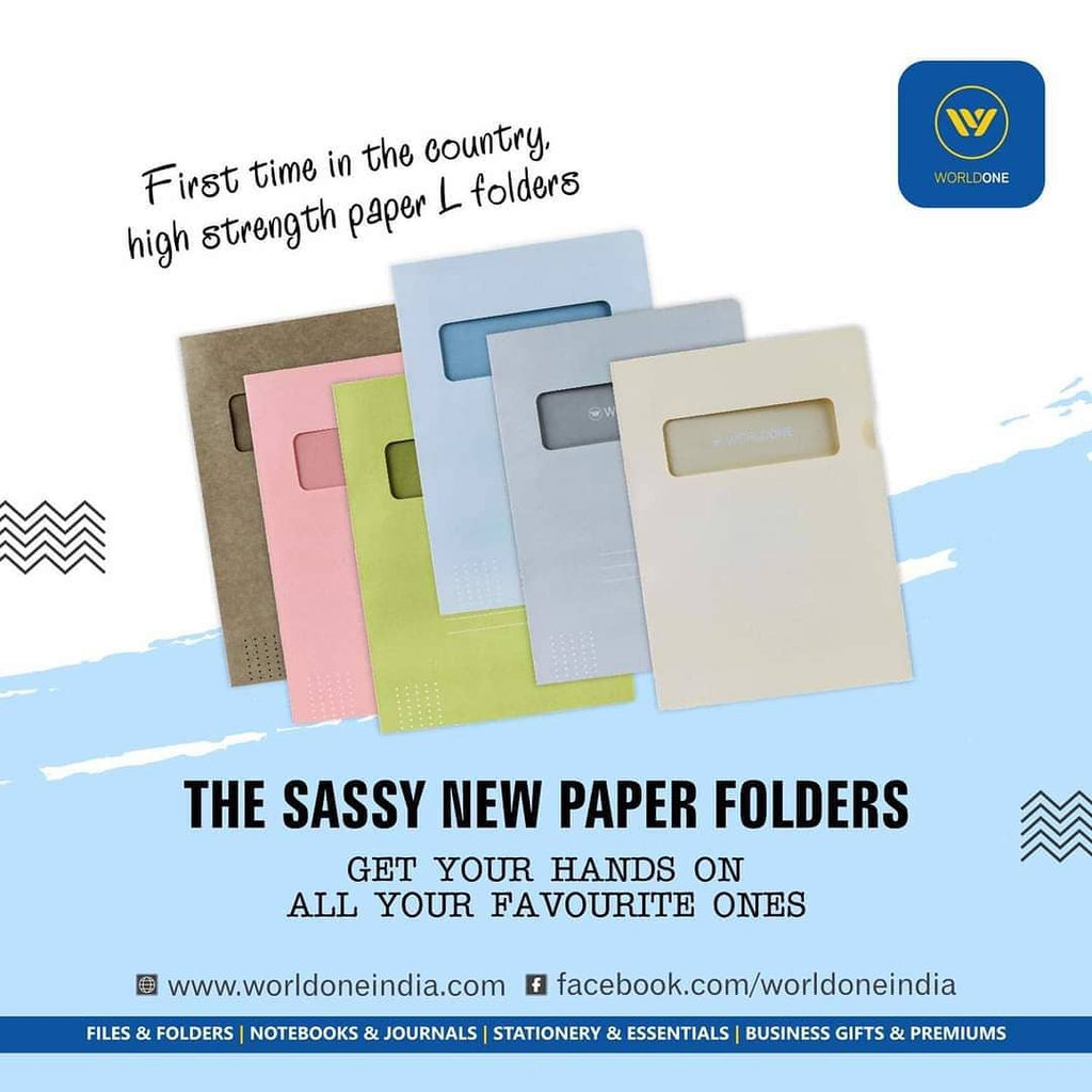 Worldone Eco Friendly Document Projects & Certificate Organizer L Folder Kraft Extra-large size to Keep your Documents Neat Made of Super Fine Quality Paper Suitable for Office Stationery Supplies Assorted (Pack of 10 )