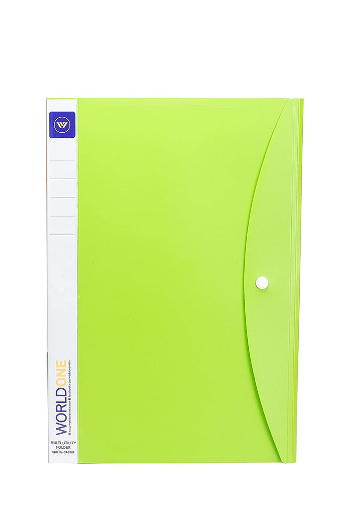 Worldone Multi Utility Folder for Document Organiser with 40 Bound Top Loading Sleeves, 0.75 mm Virgin PP Sheet, Snap Button, Project Folder for Individuals & Offices Size FC Pack of 2
