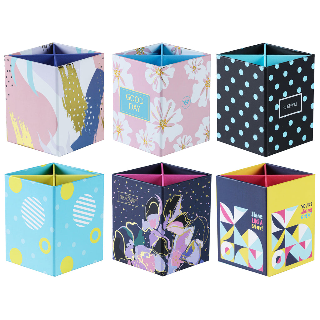 Worldone Paper Board Bio Degradable, Sustainable, Multifunctional Pen Holder with 4 Compartments for Easy Storage & organisation, Product Design As Availability of the Stock