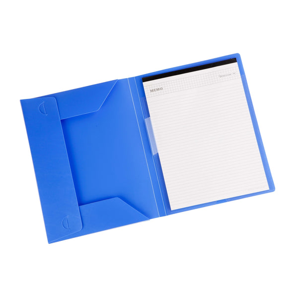 Worldone Conference Folder | A4 Size with Self-Locking Flaps and Elastic Closure for Secure Storage | Professional Organizer for Short Reports and Presentations | Color Blue