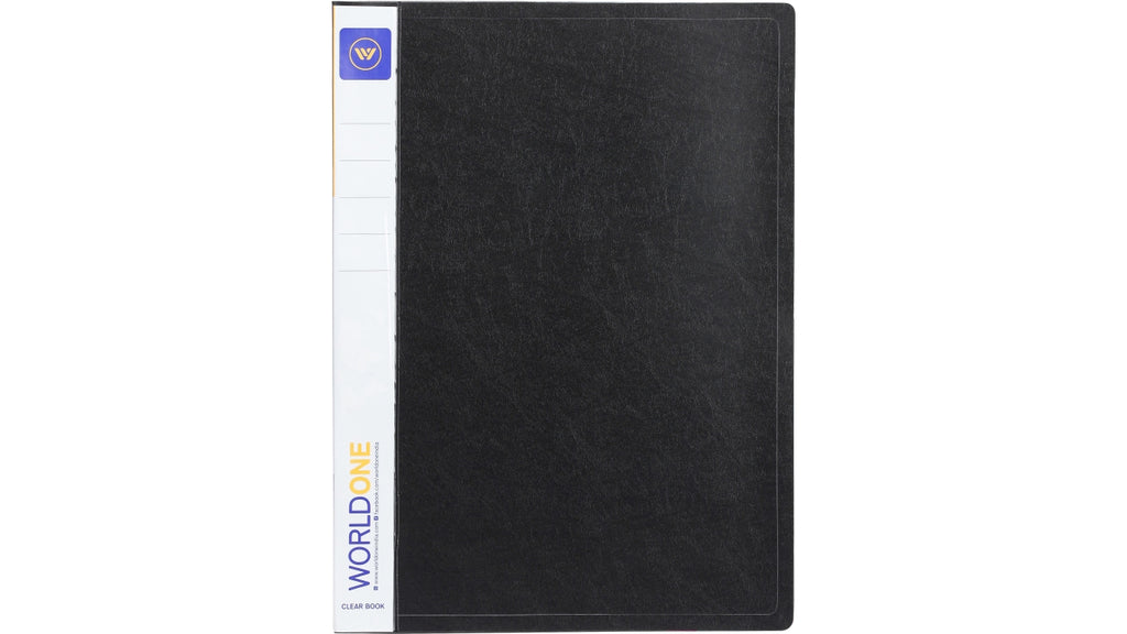 Worldone Presentation Display Book File Folder Made of 0.6 mm virgin PP for Documents, Certificate and artwork, with 10 Bound Top Loading Plastic Binder Sleeves, Project Folder for Individuals, School & Offices, Black, Set of 3