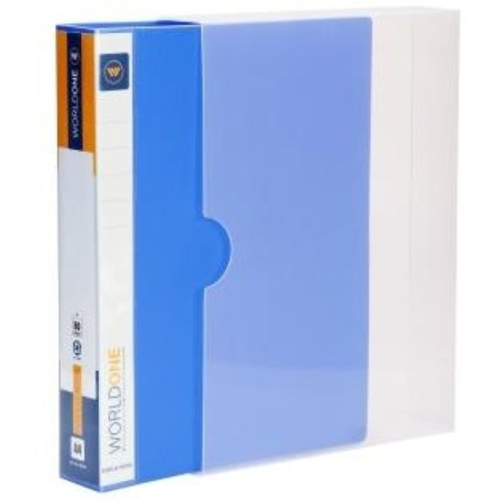 Worldone Presentation Display Book File Folder made of 1.5 mm virgin PP for Documents and Certificate with 80 Bound Top Loading Plastic Binder Sleeves Thick PP board, Project Folder for Individuals, School & Offices