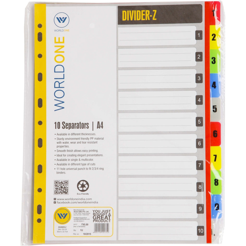 Dividers in Multi color count 1 to 10