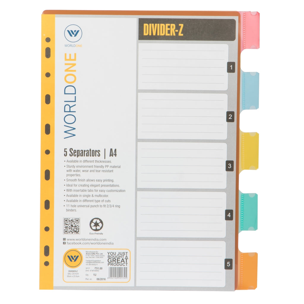 Refillable Dividers in Multi color count 1 to 5