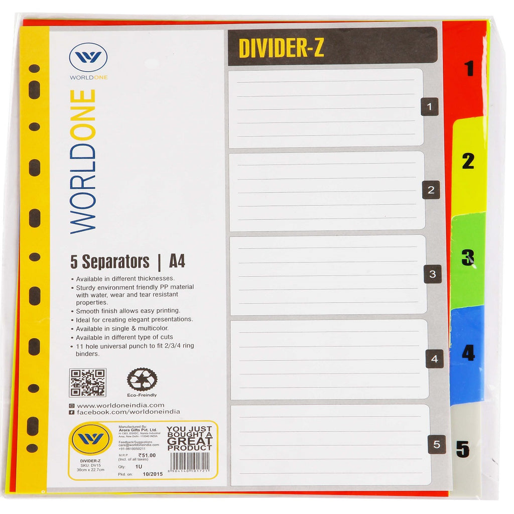 Dividers in Multi color count 1 to 5
