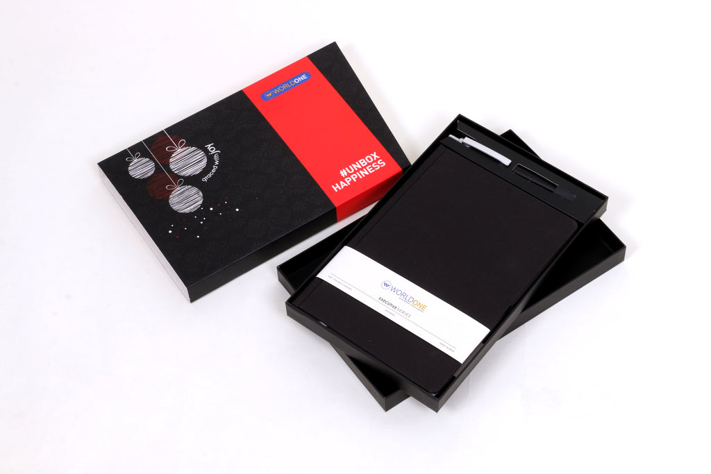 Worldone Executive Series Gift Note Book and Ball Pen Set, Premium Packaging, Graced with Joy, Journal Deal Gifts for Christmas, Diwali, Birthday, Corporate 224 Pages Size A5