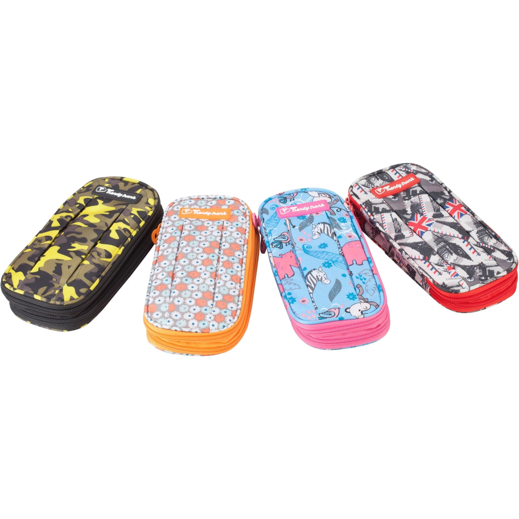 Attractive Prints Trendy Trunk | Double Compartment Zipper | Pen Pencil Pouch | Increased Storage | Foldable Inner Pencil Holder | Multi Utility Pouch | Loved Equally by Boys and Girls
