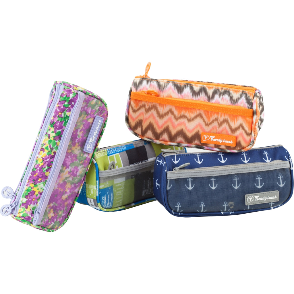 More Colors Trendy Trunk | Triple Compartment Zipper Pen Pencil Pouch | Stationery Pouch | Multi Utility Zipper | Colorful Pouch | For Students Both Girls and Boys |