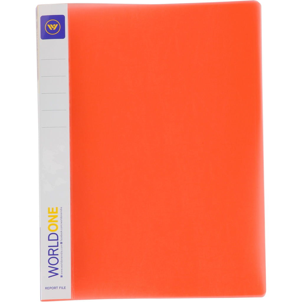 Worldone Sandy Report file for Documents with Spine Label for Easy Classification, 0.4 mm pp sheet, Advance Plastic Gripper Clip Which Prevents Punch Holes from Tearing, Size A4