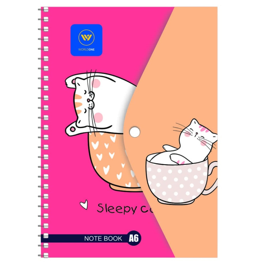 Worldone A6 Size Fancy Tich Button Note Book, assorted Designs as per availablity