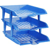 Worldone 3 Tier Paper Tray for office Desk Accessories Organizer, Durable & Sturdy, Color Blue, Set of 1