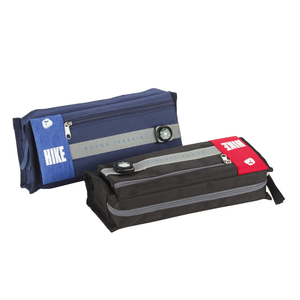 Hike With Small Compass Trendy Trunk | Big Pouch | Spacious Zipped Pen Pencil Case | Ideal For Kids Youngster, Adults | Storage Solution | Double Compartment