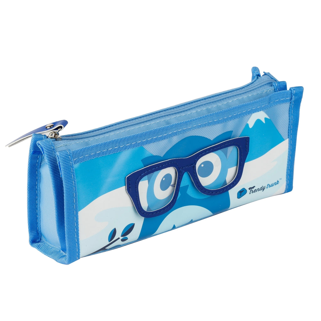Cool Owl with Glass Trendy Trunk | Zipper Stationery Pouch | Spacious Case | Evil Eye Pouch | For Students | For Girls and Boys | Storage Solution | Pen Pencil Case