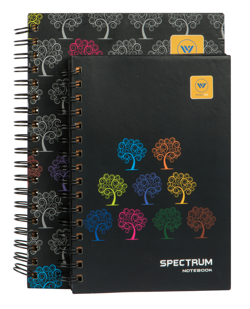 Worldone Super Stylish & Premium Spectrum Note Book with Designer Cover, 70 gsm Bright colored Single Ruled 300 Pages, Wiro Bound, Hard and Sturdy front & back cover, Used for Writing Quick Notes in offices, Conferences, Corporate Events